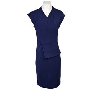 M.M. LaFleur Womens Drape Front Crossover Pencil Dress Blue Size 0 Stretch